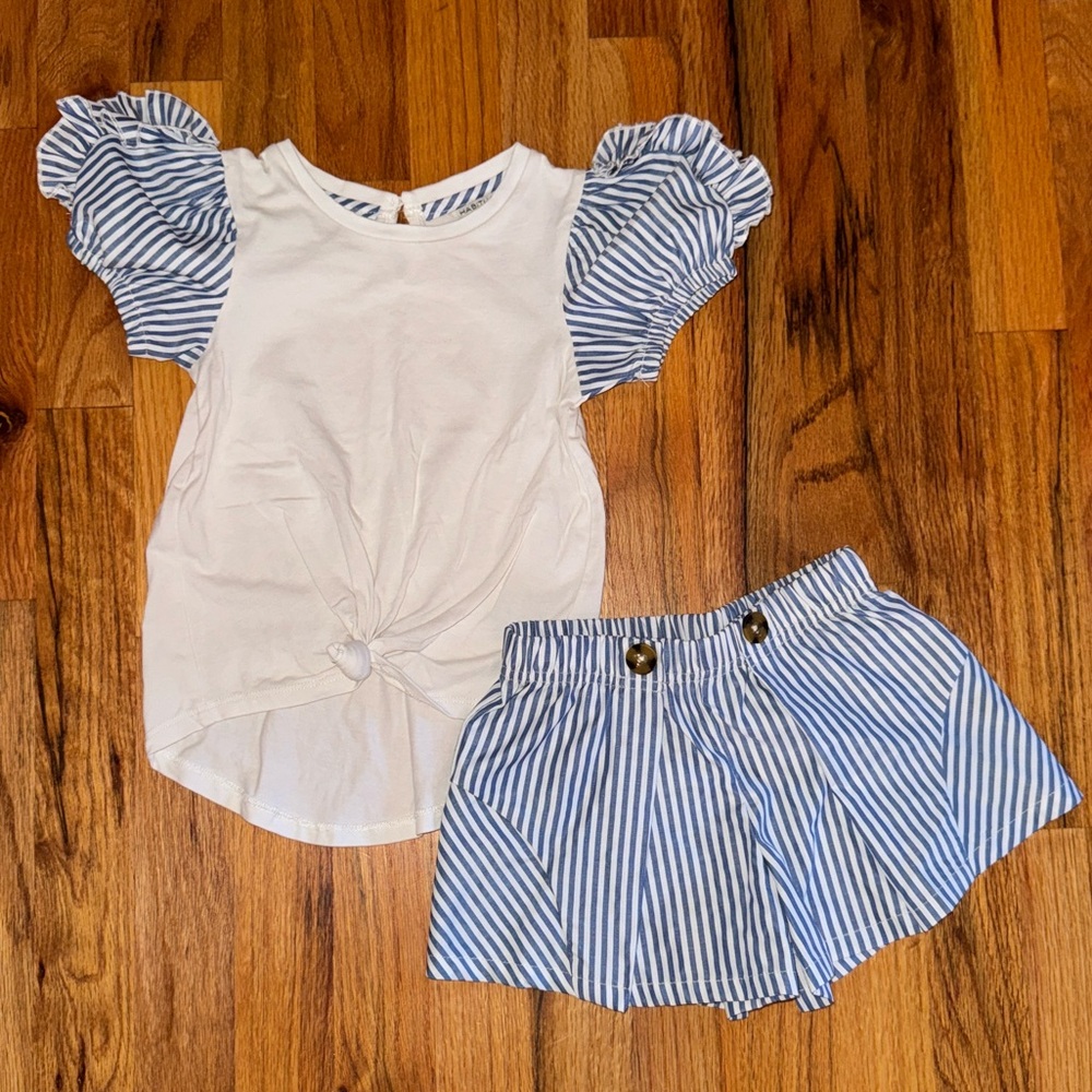 Habitual White and Blue Striped Kids Outfit
